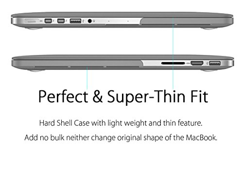 UESWILL 2in1 Smooth Soft-Touch Matte Hard Shell Case with Keyboard Cover for (Late 2012-Early 2015 Version) MacBook Pro 13" with Retina Display (No CD-ROM) (Models: A1502/A1425), Gray