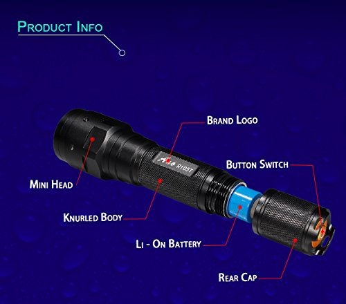 R105T Diving Flashlight With Push Power Switch, Underwater Dive Light Mounting with Neoprene Hand Glove, 650ft/200M Waterproof, TRUE 850 Lumens, Brighter Comparing With Most 1000 Lumens Flashlights