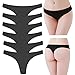 ELACUCOS 6 Pack Women's Thongs Cotton Breathable Panties Bikini Underwear Black X-Large