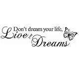 Fanku Live Your Dreams English Motto Butterfly Wall Stickers Living Room Sofa Backdrop Wall Stickers