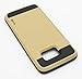 Bastex Samsung Galaxy S7 Edge Case, Hybrid Black Rubber Silicone Cover Gold Hard Plastic Hidden Credit Card Cash Id Holder Slot Case for Samsung Galaxy S7 Edge G935