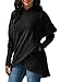 FIYOTE Women Long Sleeve Hooded Asymmetric Hem Wrap Hoodie Sweatshirt Outwear Tops Blouse S-XXL