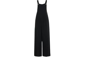 Women Loose Fit Jumpsuit Wide Leg Overalls Casual Button Suspender Trousers Summer Street Outfit
