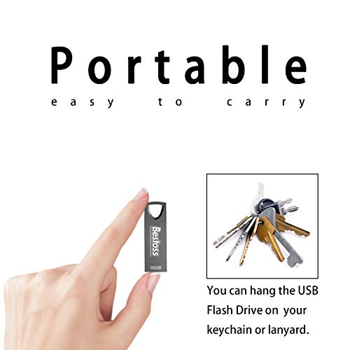 BESTOSS 16 GB USB Flash Drive 16GB USB 2.0 Thumb Drive Waterproof Metal USB Memory Stick for Data Storage 10 Pack - Thumbnail 3