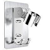 Strong Adhesive Shower Head Holder CACASO Adjustable Shower Wand Holder,Handheld Shower Head Wall Mount Bracket With 2 Hanger Hooks,Showerhead &Bidet Sprayer Bracket Better than Suction Cups