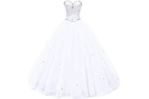 Likedpage Women's Sweetheart Ball Gown Tulle Quinceanera Dresses Prom Dress