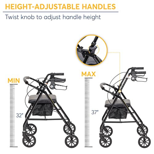 Drive Medical R726BK Foldable Rollator Walker with Seat, Black Pricepulse