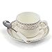 Porcelain Tea Cup and Saucer Set Coffee Cup with Saucer and Spoon 18 pc, Set of 6 (Floral)