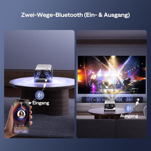 Aurzen Boom Mini 4-in-1 Smart Projector with Google TV, 4K Supports Home Cinema & Outdoor Projector, 20W DoIby Audio, 500 ANSI Projector, ToF Autofocus & Keystone Correction, WiFi/Bluetooth/Mobile Phone (Black)