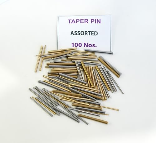 TAURISH 100 Mixed Taper Pins Assorted Steel and Brass Clock Pins, Tapered Pins for Clock Repairs, Assorted Sizes for Precision Fit and Repair Ideal for Watchmakers and Clockmakers