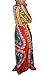 Aro Lora Women's African Print Deep V Neck 3/4 Sleeve High Slit Dashiki Long Maxi Dress X-Large Red