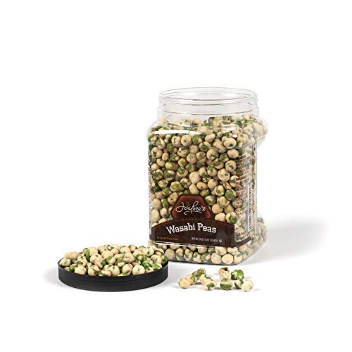 Wasabi Peas - (24 oz) Great Crunchy Spicy Snack for Daily Use - Plenty to Share - Reusable Jar - Kosher Certified - By Jaybee's Nuts