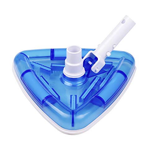 Sea-Thru Triangle Weighted Pool and Spa Vacuum Head with Swivel, Flexible Swimming Pool Vacuum Cleaner Head with Brush and EZ Clips, 11" Wide Cleaning Surface