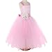 FAYBOX Pageant Wedding Flower Girl Dress Crossed Back Bow Feather Sash Fluffy 6 Pink