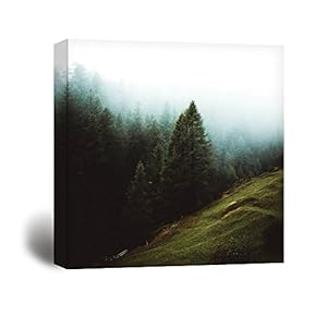 Square Canvas Wall Art - Forest in The Fog - Giclee Print Gallery Wrap Modern Home Art Ready to Hang - 12x12 inches