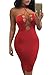 Merry21 Womens Sleeveless Low cut Lace-up Bodycon Party Bandage Midi Dress S Red