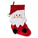 Set of 3 Christmas Stockings with Velvet Santa Hat Traditional Classic Plush Felt Holiday Stocking Decorations, Red White & Brown Color Santa Claus Reindeer & Snowman Character Design; Fireplace Decor