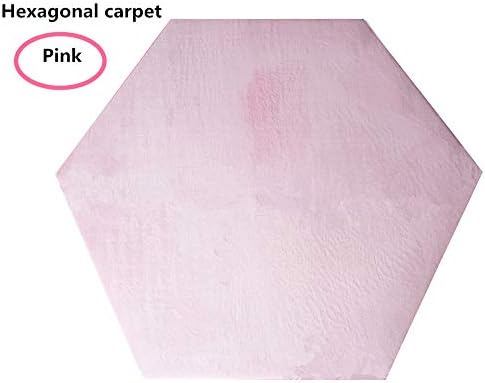 ASTV Rug Pad Mat for Kids Playhouse Play Tent Soft Coral Fleece Pink Hexagon Carpet