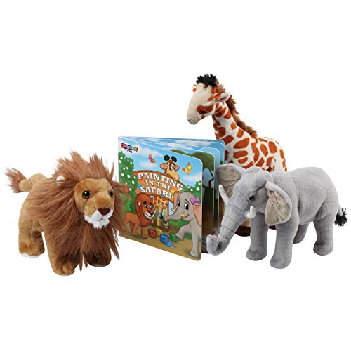 Safari Animals Plush and Book Set Stuffed Animals of 3 Savanna