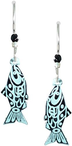 Joseph Brinton Dark Blue Etched Fish Earrings 7649