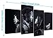 Large Banksy Mobile Lovers Canvas Wall Art Pictures - Black and White - Set of 4 - Modern Graffiti Prints - Split Multi Panel Canvases - XL - 130cm