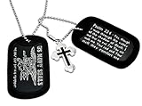 U.S. Navy Seals Logo + Psalm 23:4 Bible Verse Inscription Military Style Aluminum Dog Tag Necklace
