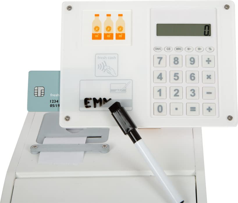 small foot Kasse "fresh" aus Holz, multifunktionales Zubehör für Kaufladen, Rollenspielzeug, ab 3 Jahren, 12249, Weiß 4