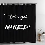 Smurfs Yingda Funny Words Shower Curtain Black and White Shower Curtain with 12 Hooks, Fashion Bath Curtain Waterproof Durable Shower Curtain for Bathroom