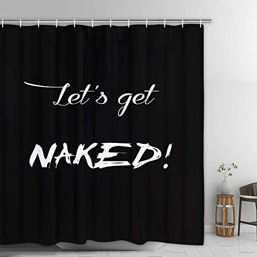 Smurfs Yingda Funny Words Shower Curtain Black and White Shower Curtain with 12 Hooks, Fashion Bath Curtain Waterproof Durable Shower Curtain for Bathroom