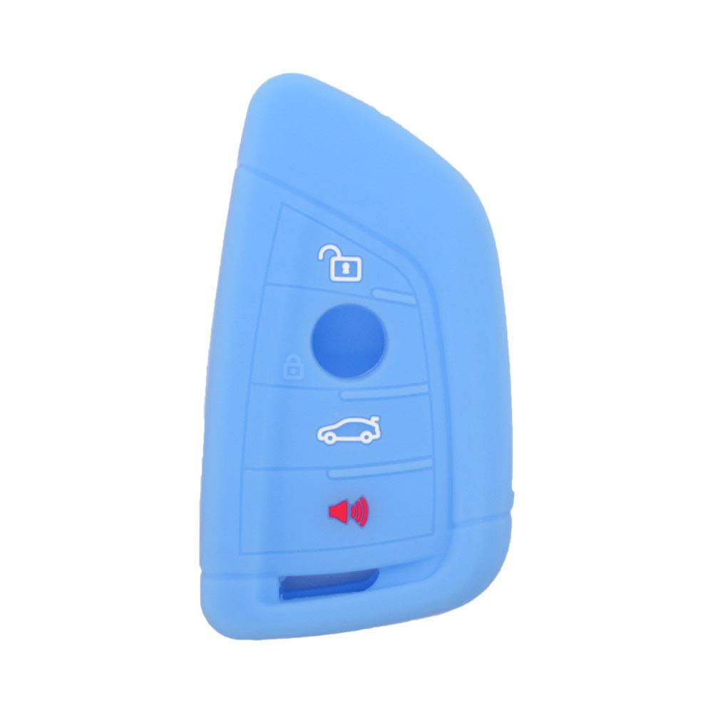 BROVACS Silicone Cover Protector Case Holder Skin Jacket Compatible with BMW X5 X6 4 Button Smart Remote Key Fob CV4908 Light Blue