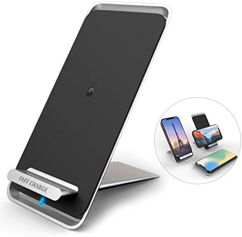 Wireless Charger, Convertible Pad or Stand 10W Wireless Fast Charger Charging Pad Stand for Galaxy S9/S9+Note 8/5 S8/S8+ S7/S7 Edge S6 Edge Plus, 5W Standard Charge for iPhone X 8 8Plus-NO AC Adapter