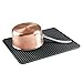 mDesign Silicone Dish Drying Mat and Protector for Kitchen Countertops, Sinks - Ribbed Design - Non-Slip, Waterproof, Heat Resistant, Dishwasher Safe - Black