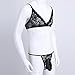 FEESHOW Men's Lace Bra and G String Thong Sissy Pouch Crossdress Underwear Black Medium
