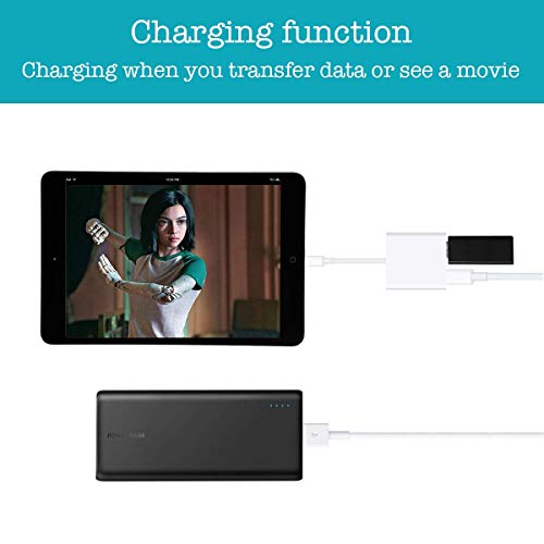 Yomais USB Camera Adapter with Charging Port, USB 3.0 Female OTG Cable Compatible with iPhone 11 Pro X 8 7 iPad, Support iOS 13 and Above, USB Flash Drive, U Disk, Mouse, Keyboard, Upto 500mAh, White