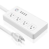 WiFi Smart Power Strip Surge Protector,Mengyasi Smart Power Socket with 4 AC Outlets and 4 USB Ports Compatible with Alexa Remote Control your Device from Android/ IOS Smartphone/ Tablets