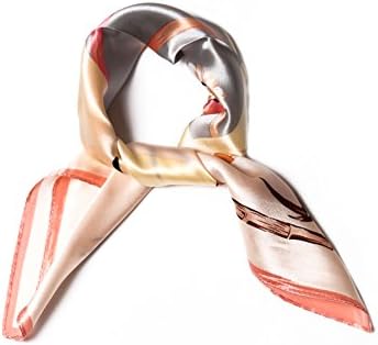 100% Silk Square Scarf, Faurn Pure Mulberry Satin Silk Head Hair Bag Wraps Bandana Pink