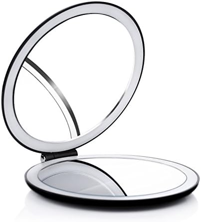 butyface LED Lighted Travel Makeup Mirror, 1X/7X Magnification, Compact, Portable, Illuminated Folding Travel Mirror with LED Lights