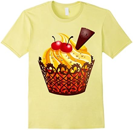 Mens Vanilla Cupcake, Yellow Orange Frosting and Berries T-Shirt 3XL Lemon