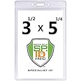 5 Pack - Premium Heavy Duty 3 1/2" X 5 1/4" Extra Large Event Badge Holder (4X6 Outside) - Clear Plastic Name Tag Sleeves, Concert Ticket, Press Pass or Sporting Event Holder by Specialist ID