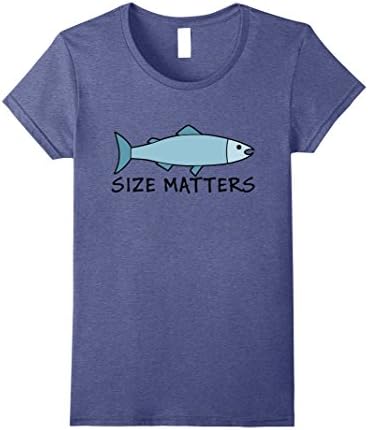 Womens Size Matters Funny Fishing T-shirt Big Catch Large Heather Blue