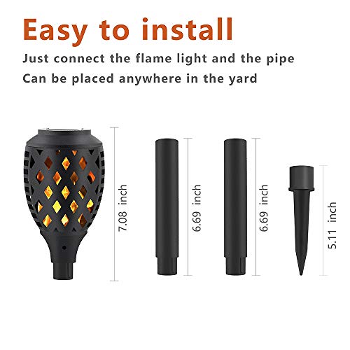 Solar Lights Outdoor Dancing Flickering Flames Waterproof Christmas Lights Decor Solar Pathway Torch Lights Outdoor Landscape Decoration Lighting Solar Spotlights Security Garden 4 Pack