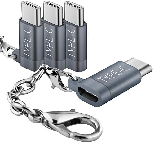 USB Type C Adapter,4-Pack USB-C to Micro USB Adapter Convert Connector with Keychain Charger for Samsung Galaxy S9/ S9 Plus/S8/S8 Plus/Note 8/HTC/LG/Pixel MacBook Pro More by DRUPA