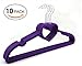 LUXEHOME Non-Slip ABS Environmental Flocking Velvet Hangers,Love Shape,Space Saving, Perfect for Kids/Adult Clothes,Set of 10 (Purple)