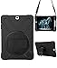 Galaxy Tab S2 9.7 Case,STLDM Heavy Duty Shockproof Three Layer Hybrid Impact Resistant Full-Body Protective Case for Samsung Galaxy Tab S2 9.7 Inch Tablet with Kickstand,Shoulder Strap, Black
