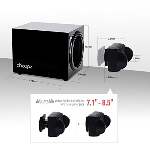 Cheopz Black USB Single Watch Winder Box for Automatic Watch Dual Powered by Batteries & USB