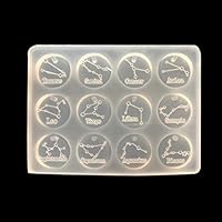 Misright Epoxy Resin Silicone Molds,12 Constellations Discs Pendant Epoxy Resin Silicone Mold Jewelry Making Tools