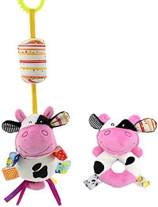 Godr Baby Hanging Toy, Infant Plush Adorable Animal Wind Chime&amp;Bed Bell -Stroller Crib Pram Ornament Car Seat Hang Mobile Rattle Toy for Newborn Boy and Girl
