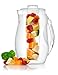 Perlli Tea Infuser Water Pitcher - 2.5 liter Clear Plastic Flavor Pitcher with Lid and Spout For Fruit Infusion - Large BPA Free Glass Look Loose Leaf Tea Pitcher with Ice Core Rod For Chilling Drinks