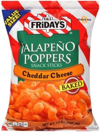 TGIF Jalapeno Poppers | Cheddar Cheese Puffed Snacks | 2.25 Ounce Bag | 2 Pack