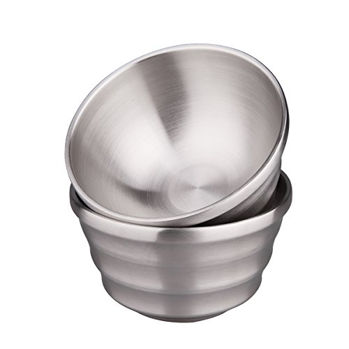 IMEEA 2-Piece 13.5oz Double-deck Brushed SUS304 Stainless Steel Serving Bowls BPA Free